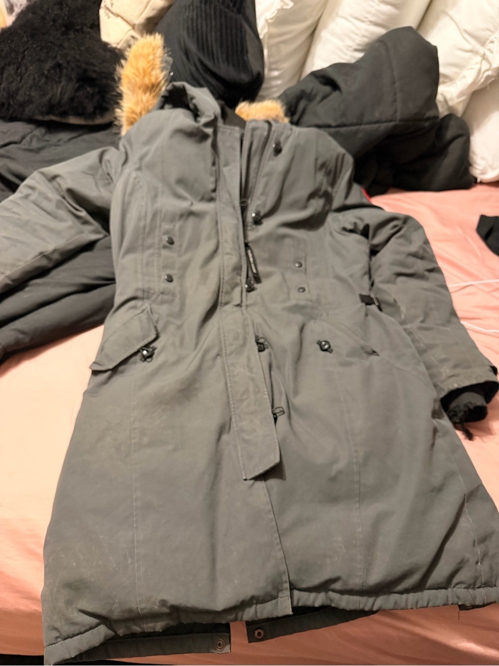 Canada Goose grey Long Parka with Fur-Trim Hood